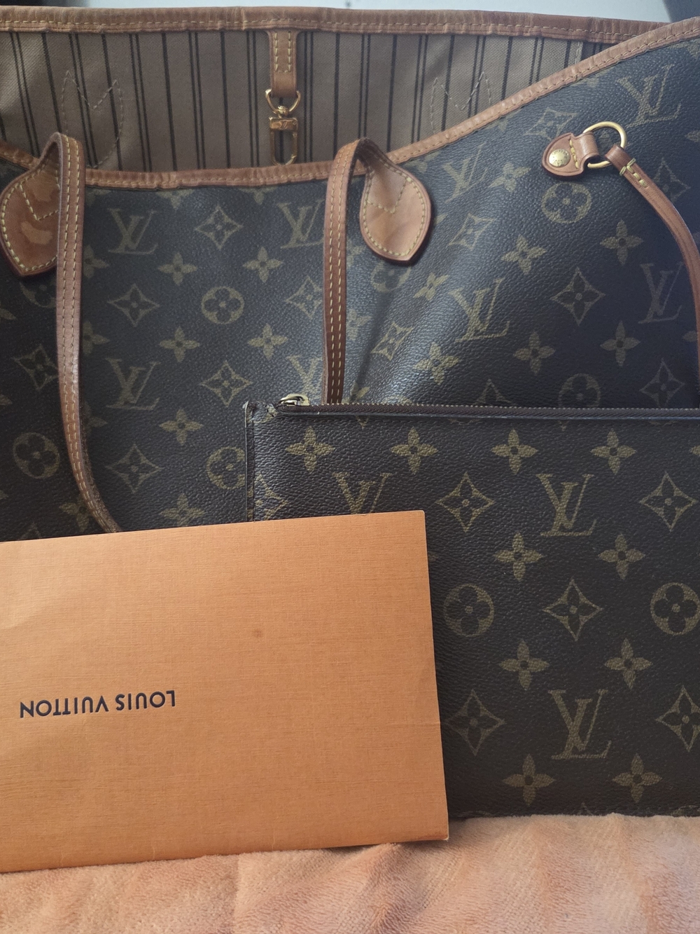 Louis Vuitton Monogram Canvas Tote and Pouch in Brown